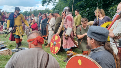 Image of viking fighters standing in line